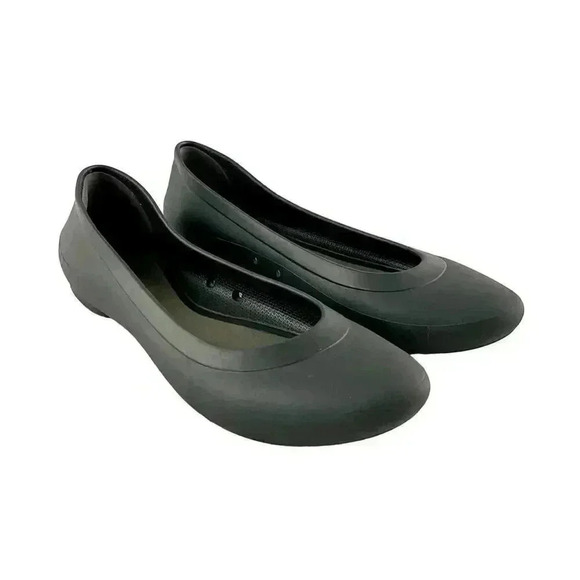 CROCS Gray Flats Iconic Comforts Slip On Shoes Sz 9 - Picture 1 of 9